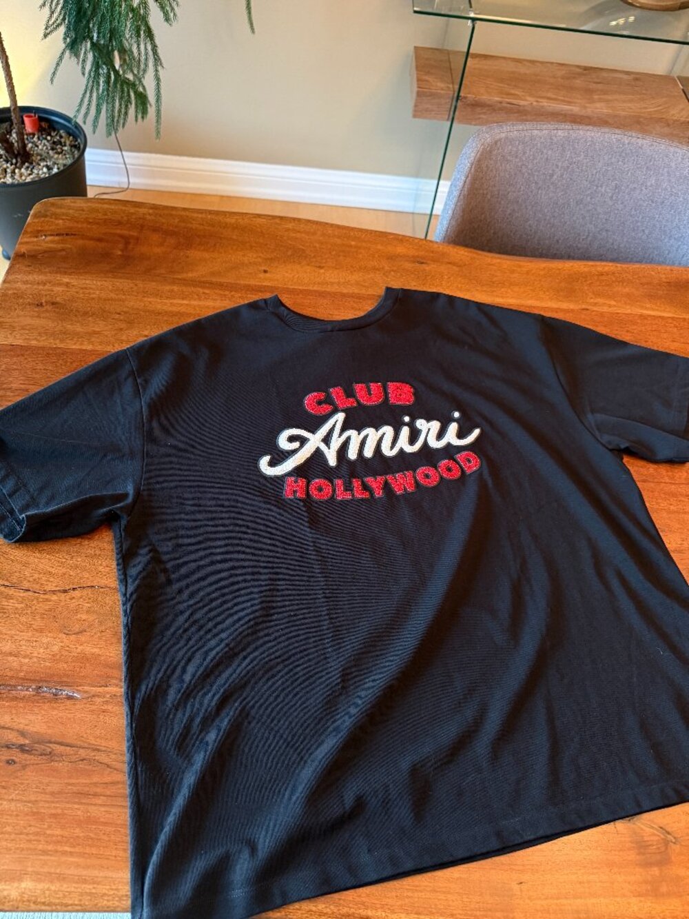 AMIRI - Black T-shirt with Red and White Rhinestones - XXL